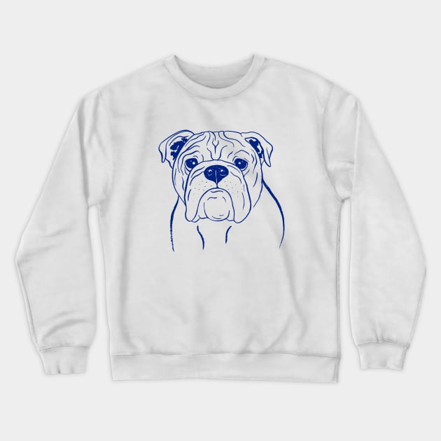 English Bulldog (Light Blue and Navy) Crewneck Sweatshirt by illucalliart